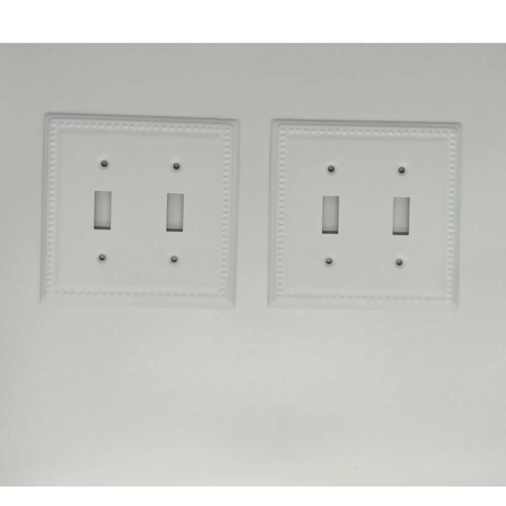White Metal Beaded Pattern Light Switch Cover Set